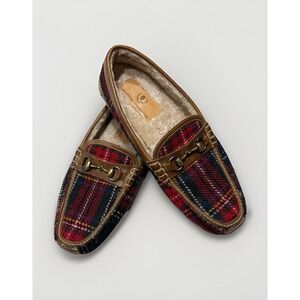 MARTIN DINGMAN Harris Tweed Shearling Driving Slippers Mens 13 M Cozy Country